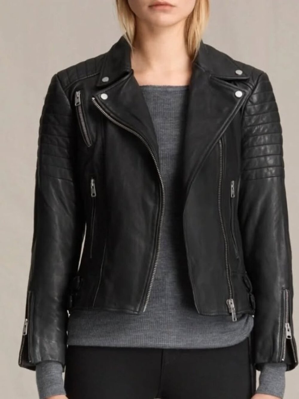 ALLSAINTS Papin Leather Biker Jacket -Size 2 US